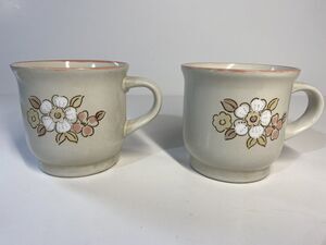 Vintage Chantilly Fleur de Bois Stoneware Mugs Set of 2 - 70's Pink Replacements